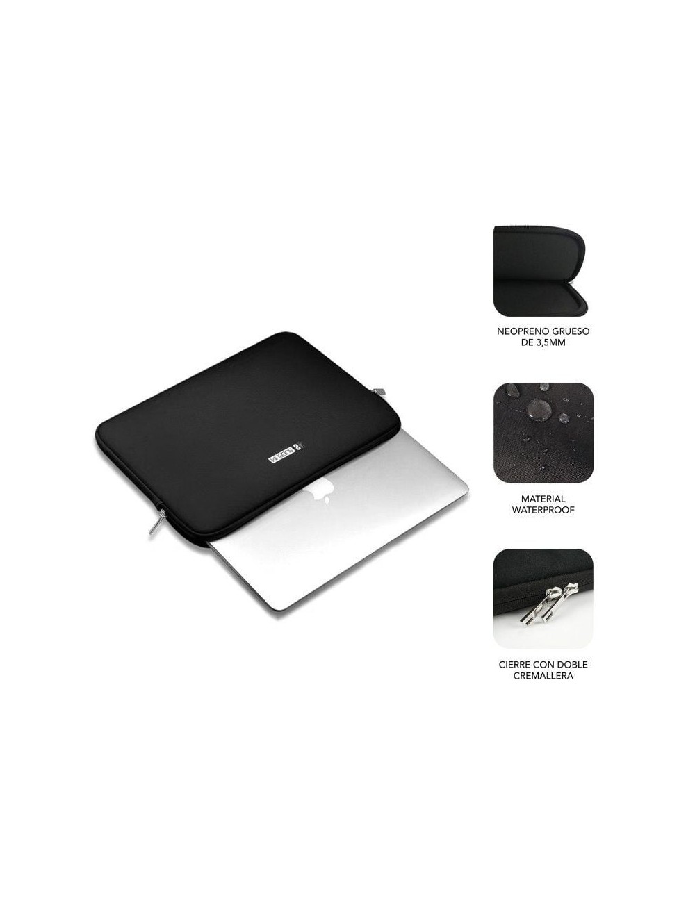 Funda Subblim Business Laptop Sleeve Neoprene V2 para Portátiles hasta 15.6'/ Negra