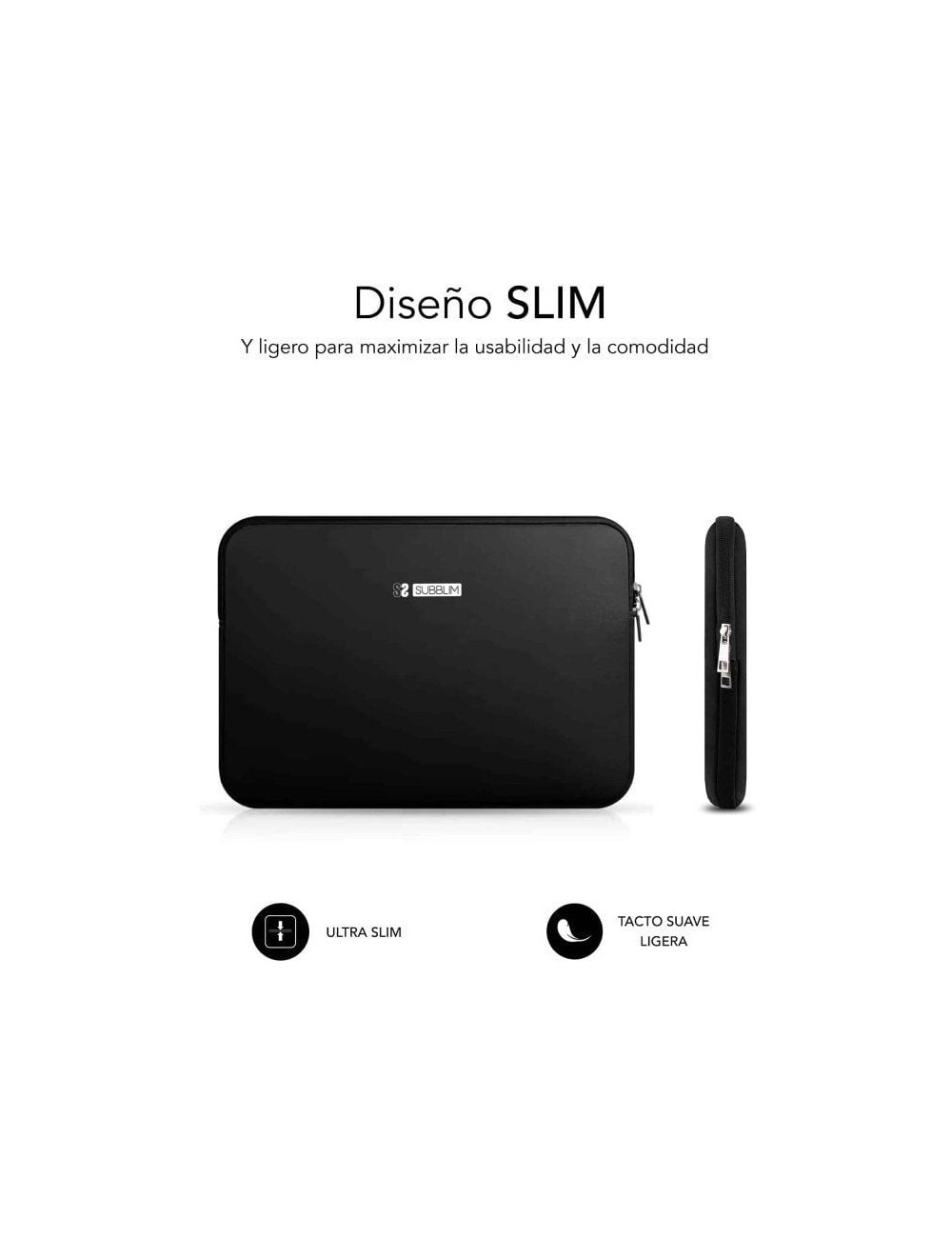 Funda Subblim Business Laptop Sleeve Neoprene V2 para Portátiles hasta 15.6'/ Negra