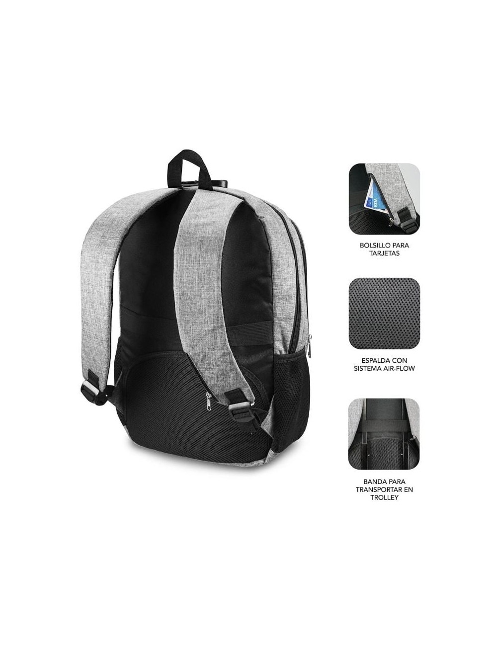 Mochila Subblim Urban Lock para Portátiles hasta 16'/ Puerto USB/ Antirrobo/ Gris