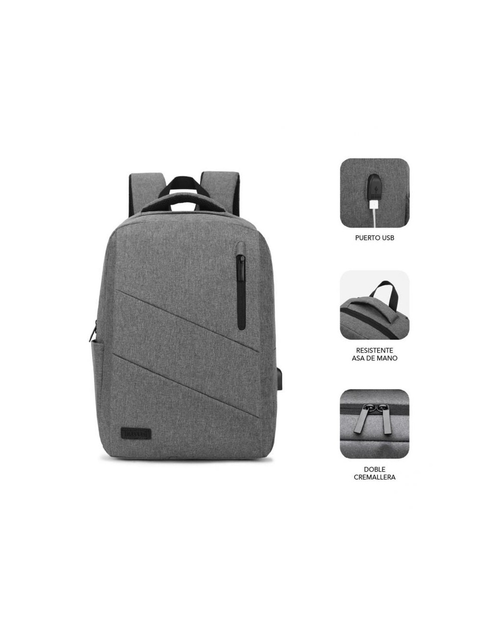 Mochila Subblim City Backpack para Portátiles hasta 15.6'/ Puerto USB/ Gris