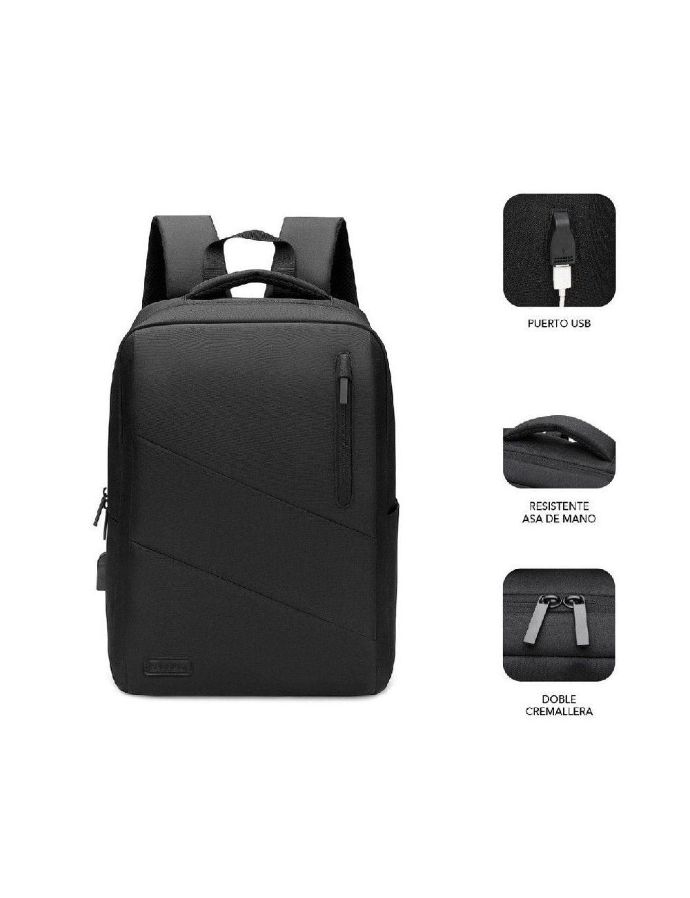Mochila Subblim City Backpack para Portátiles hasta 15.6'/ Puerto USB/ Negra