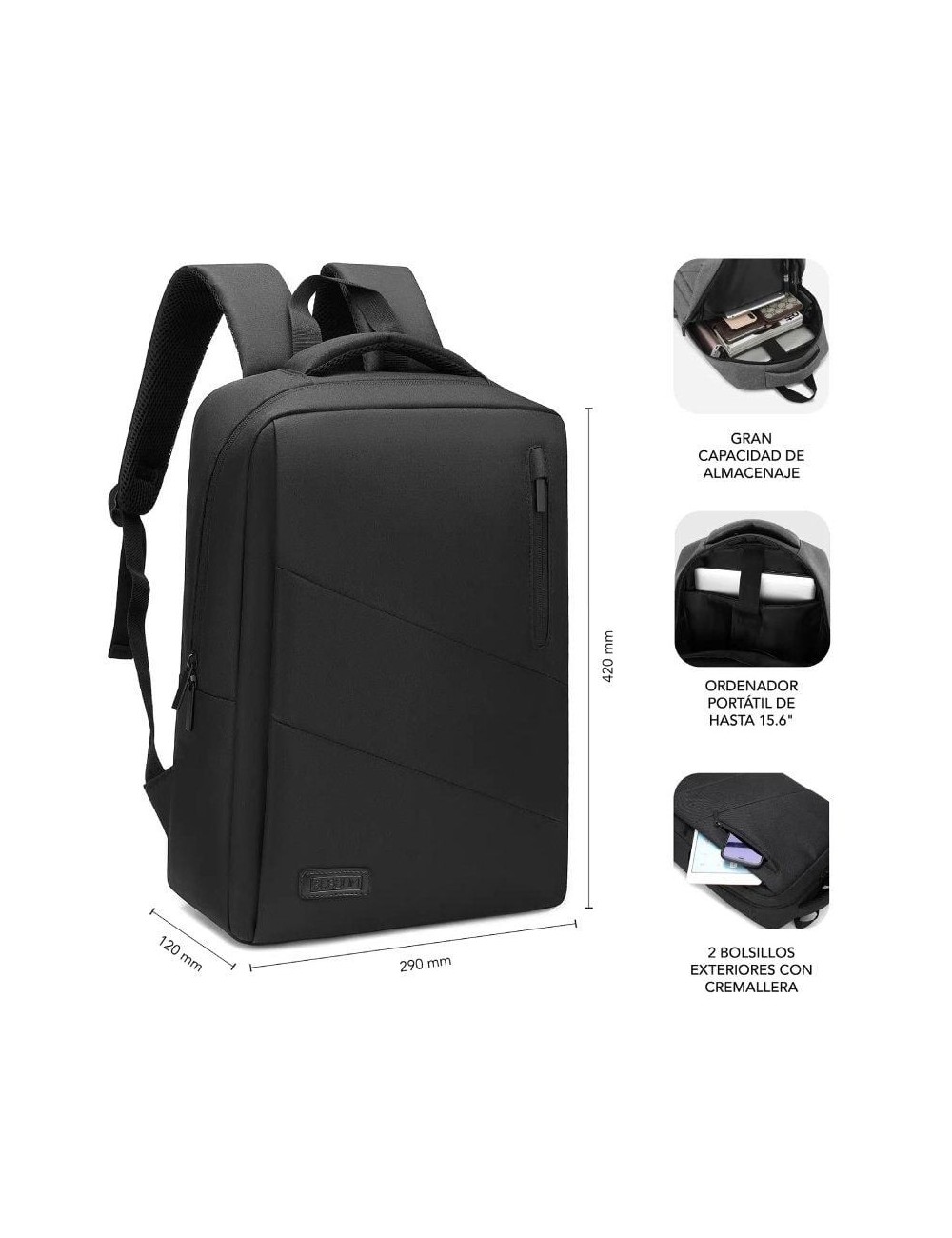 Mochila Subblim City Backpack para Portátiles hasta 15.6'/ Puerto USB/ Negra