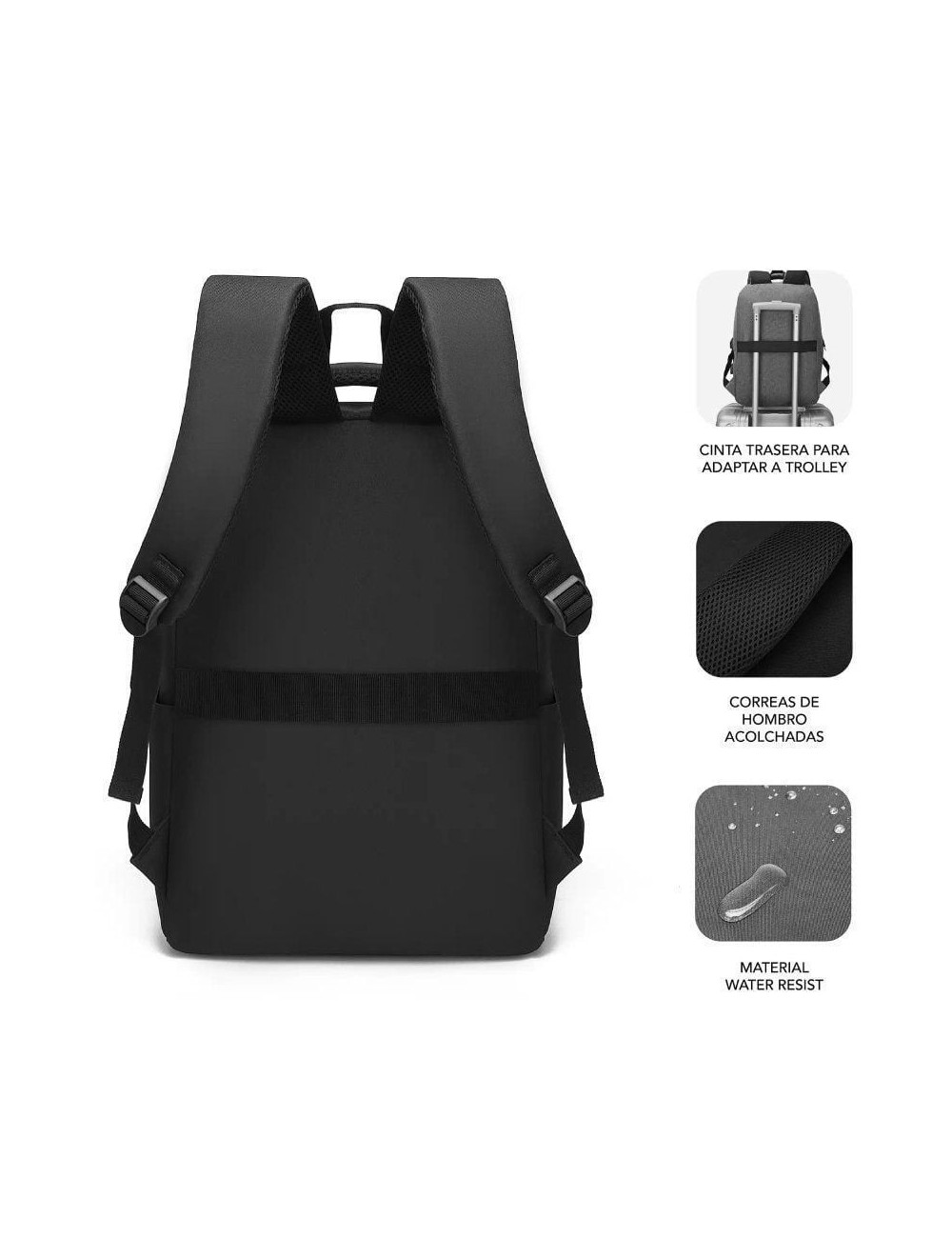Mochila Subblim City Backpack para Portátiles hasta 15.6'/ Puerto USB/ Negra