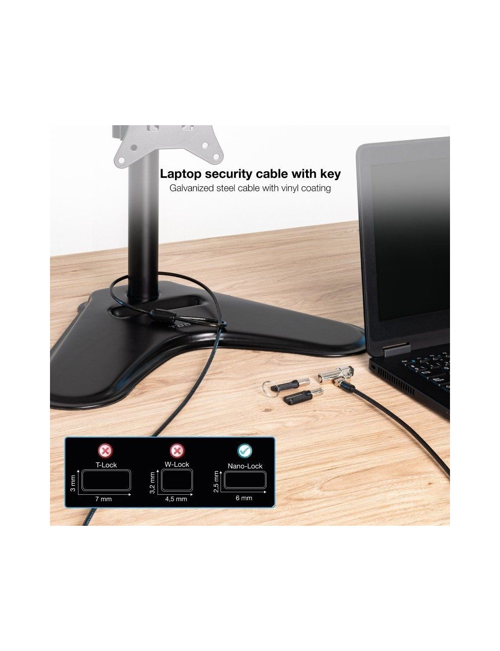 Cable de Seguridad Tipo NANO para Portátiles TooQ TQCLKC0045-G/ 1.5m