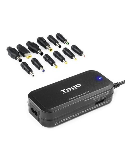 Cargador de Portátil TooQ TQLC-90BS02M/ 1xUSB/ 90W/ Manual/ 12 Conectores/ Voltaje 15-24V