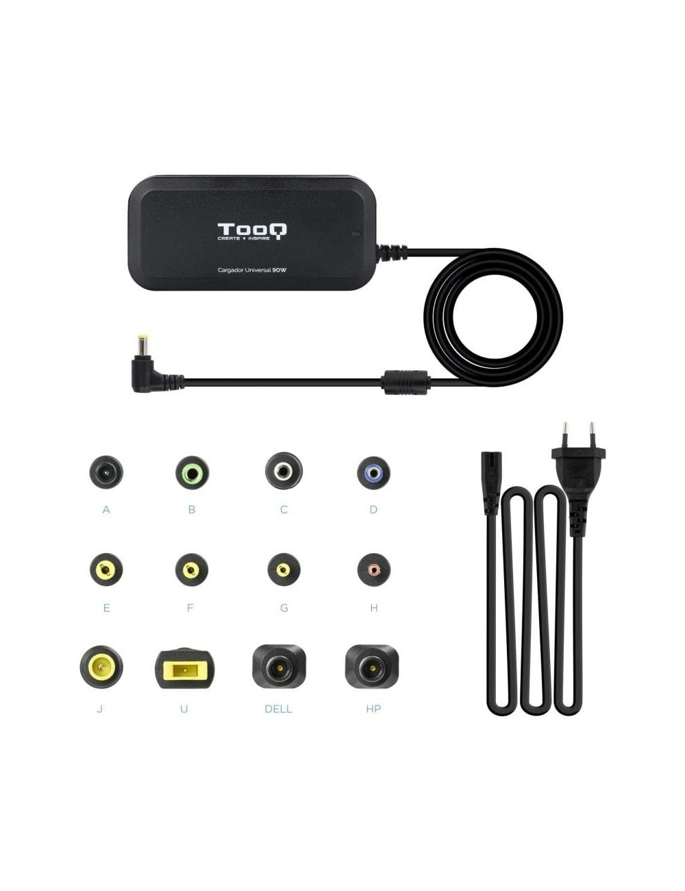 Cargador de Portátil TooQ TQLC-90BS02M/ 1xUSB/ 90W/ Manual/ 12 Conectores/ Voltaje 15-24V