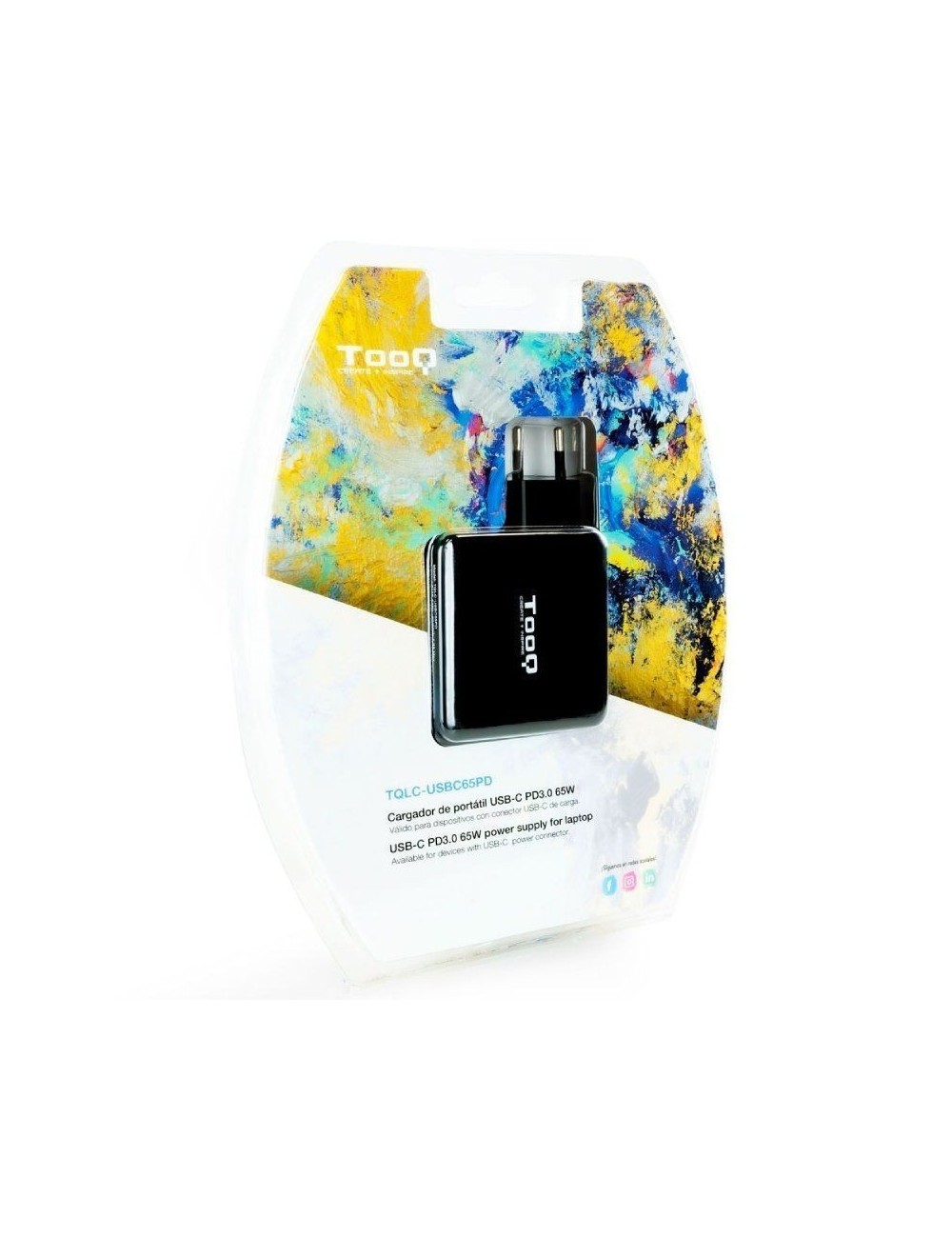 Cargador de Portátil TooQ TQLC-USBC65PD USB Tipo-C/ 1xUSB/ 65W/ Automático/ Voltaje 5-20V
