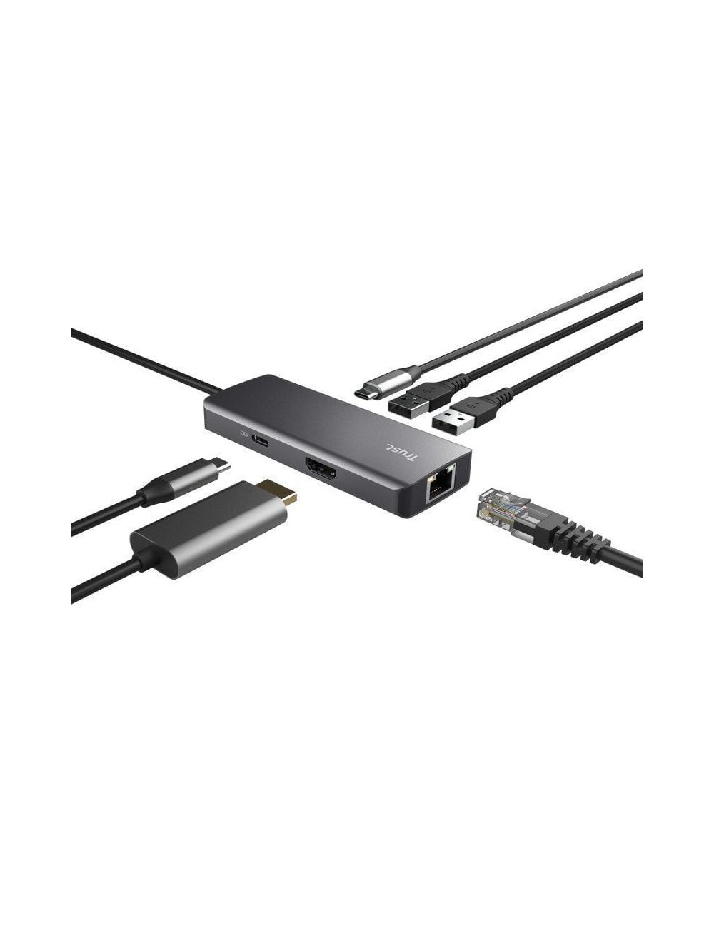 Docking USB Tipo-C Trust Dalyx/ 2xUSB/ 2xUSB Tipo-C/ 1xHDMI 4K/ 1xRJ45/ Gris