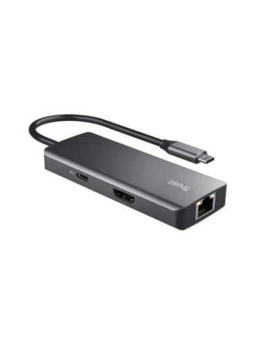 Docking USB Tipo-C Trust Dalyx/ 2xUSB/ 2xUSB Tipo-C/ 1xHDMI 4K/ 1xRJ45/ Gris