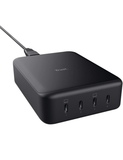 Cargador de Pared GaN Trust Maxo/ 4xUSB Tipo-C/ 240W/ Automático/ Voltaje 5-20V