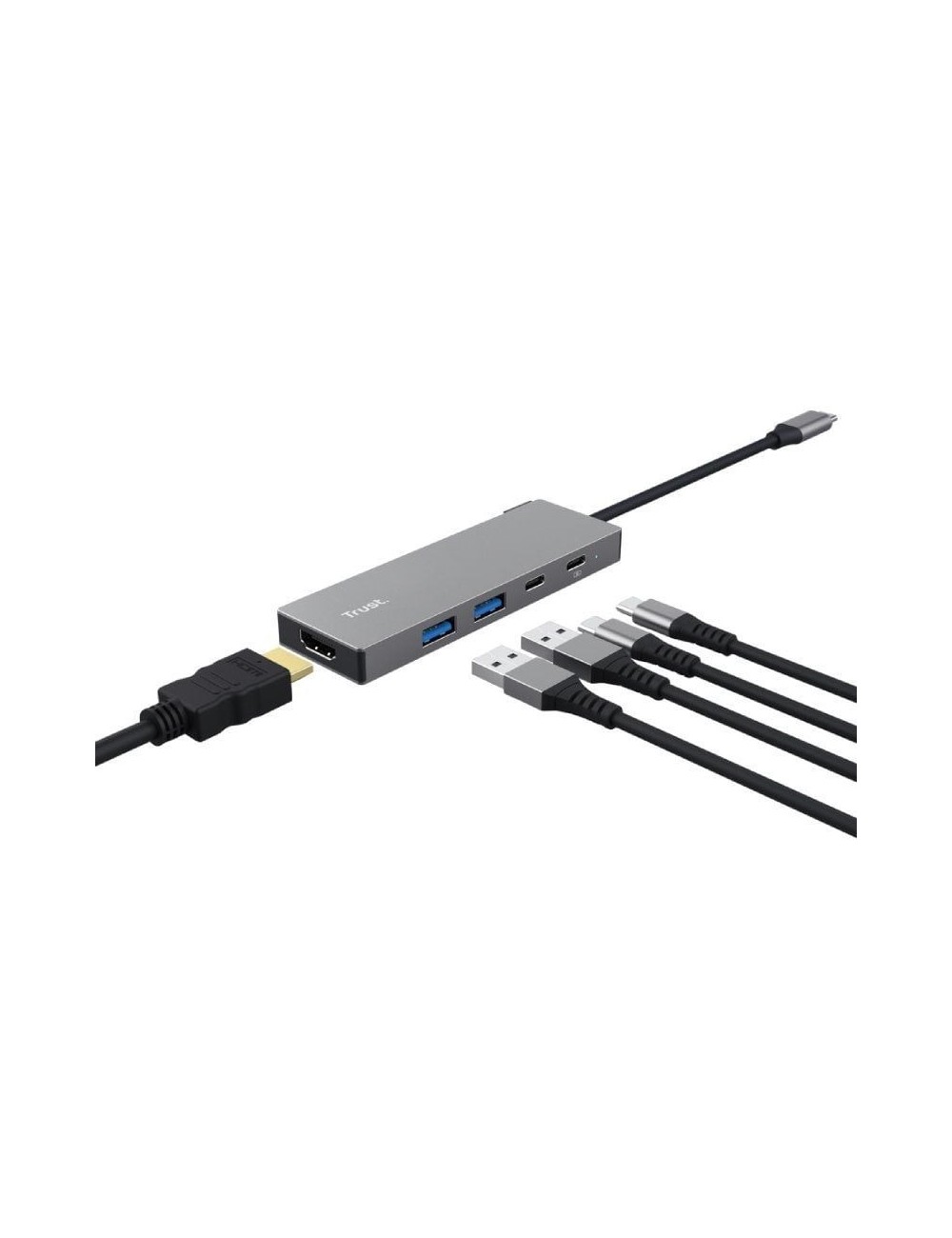 Docking USB Tipo-C Trust Dalyx/ 2xUSB/ 1xHDMI 4K/ 2xUSB Tipo-C/ Gris