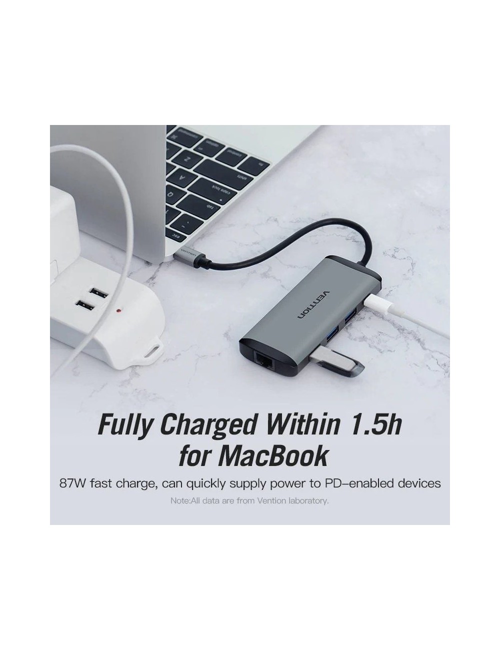 Docking USB Tipo-C Vention CNDHB/ 1xHDMI 4K/ 3xUSB/ 1xUSB Tipo-C PD/ 1xRJ45/ 1xLector tarjetas/ Gris