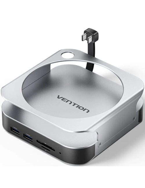 Docking para Mac Mini USB Tipo-C Vention THIHAG/ Ranura SSD M.2/ 4xUSB/ 1xUSB Tipo-C/ 1xDisplayPort 4K/ 1xLector Tarjetas/ 1xJac