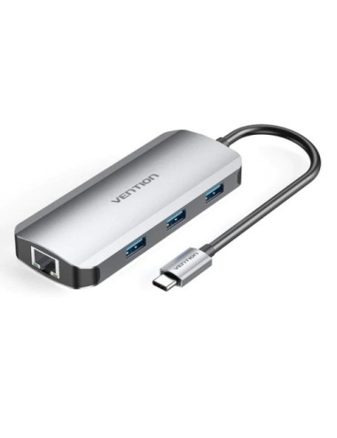 Docking USB Tipo-C Vention TOHHB/ 1xHDMI 4K/ 3xUSB/ 1xRJ45/ 1xUSB Tipo-C PD/ Gris