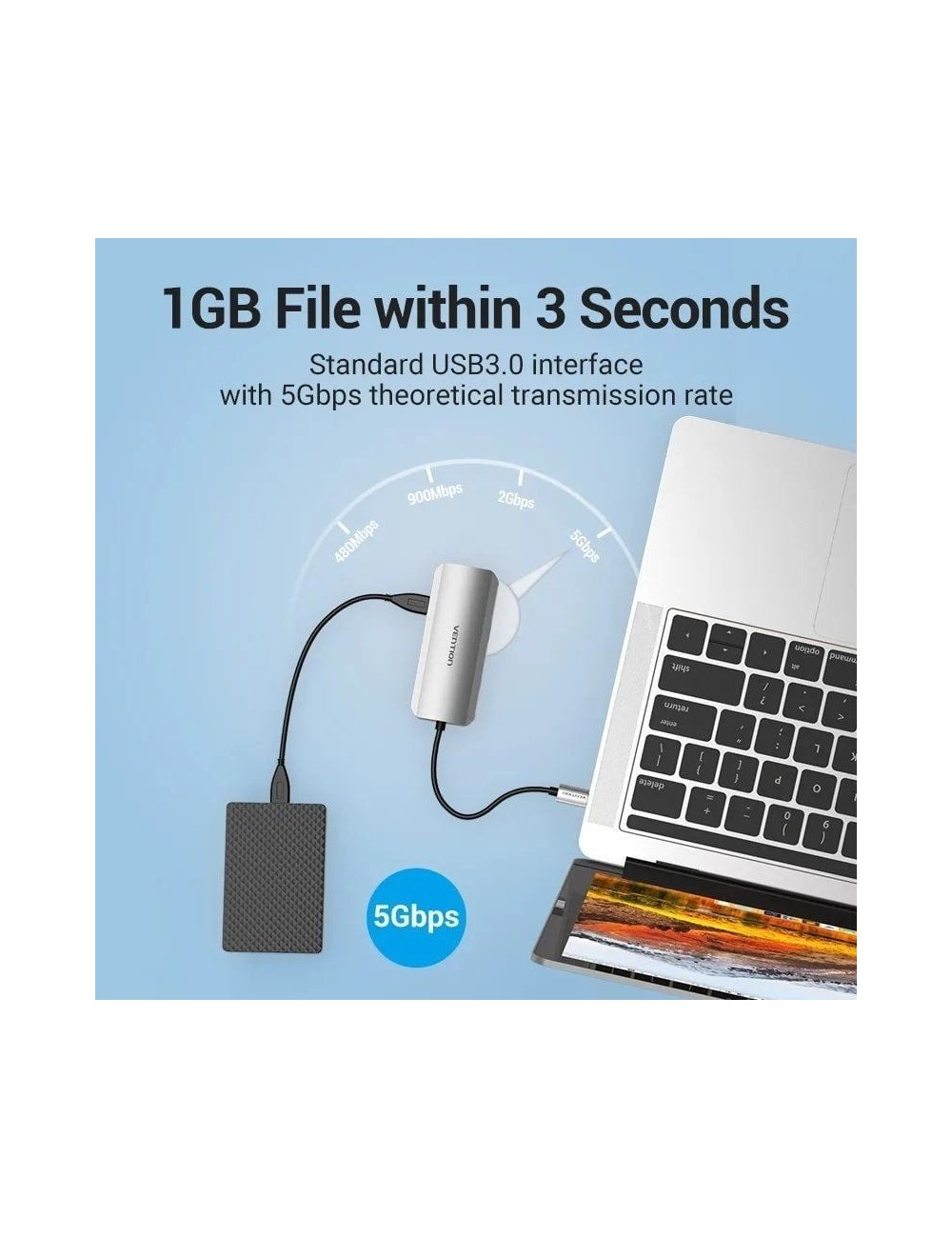 Docking USB Tipo-C Vention TOHHB/ 1xHDMI 4K/ 3xUSB/ 1xRJ45/ 1xUSB Tipo-C PD/ Gris