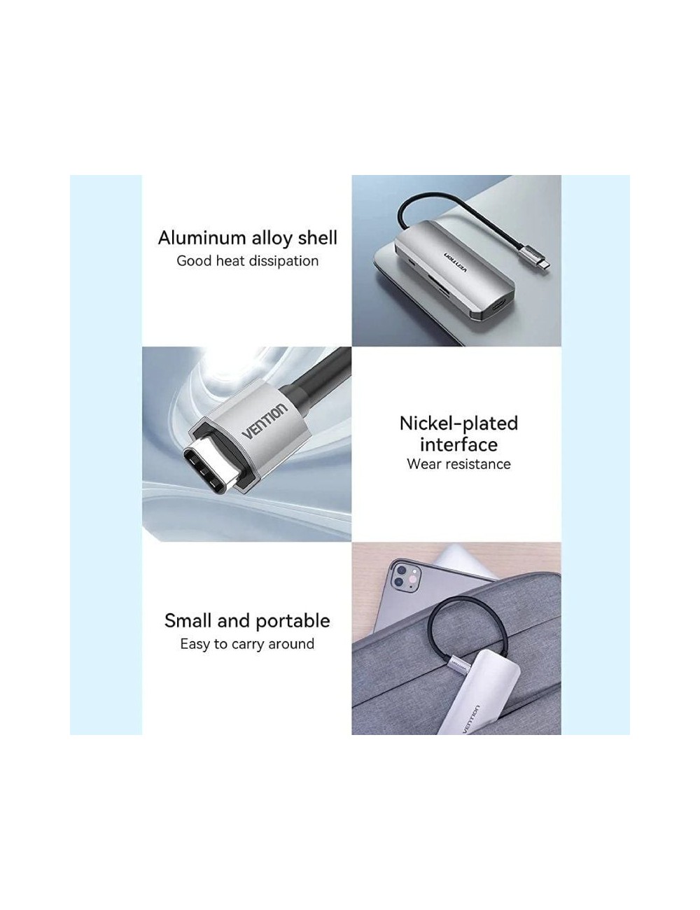 Docking USB Tipo-C Vention TOJHB/ 1xHDMI 4K/ 3xUSB/ 1xUSB Tipo-C/ 1xLector Tarjetas/ Gris