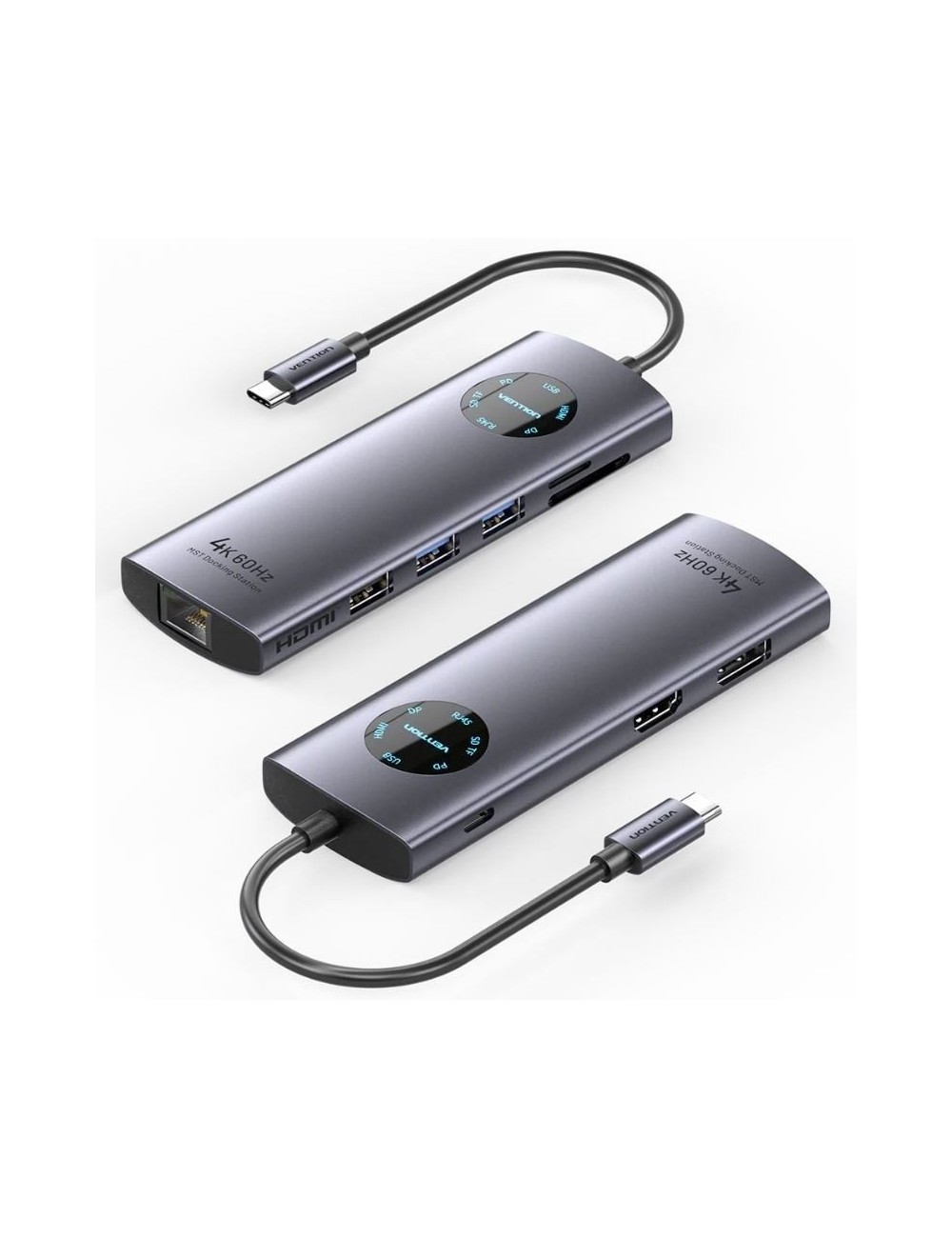 Docking USB Tipo-C Vention TQUHB/ 1xHDMI 4K/ 1xDisplayPort/ 3xUSB/ 1xRJ45/ 1xUSB Tipo-C PD/ 1xLector Tarjetas/ Gris