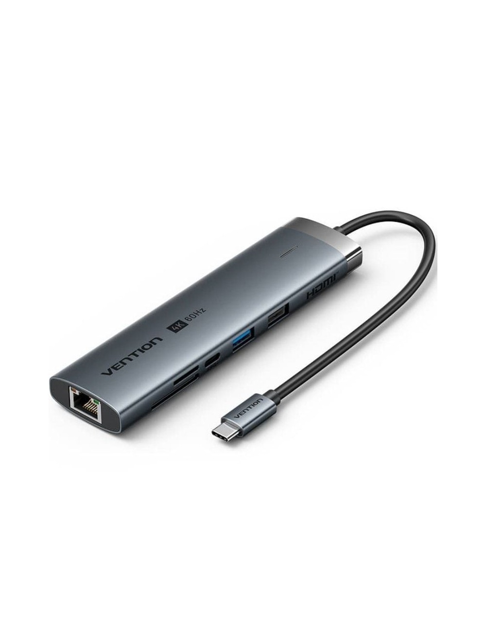 Docking USB Tipo-C Vention TGUHB/ RJ45/ 2xUSB/ 1xUSB Tipo-C/ 1xHDMI/ 1xUSB Tipo-C PD/ 1xLector de Tarjetas/ Gris