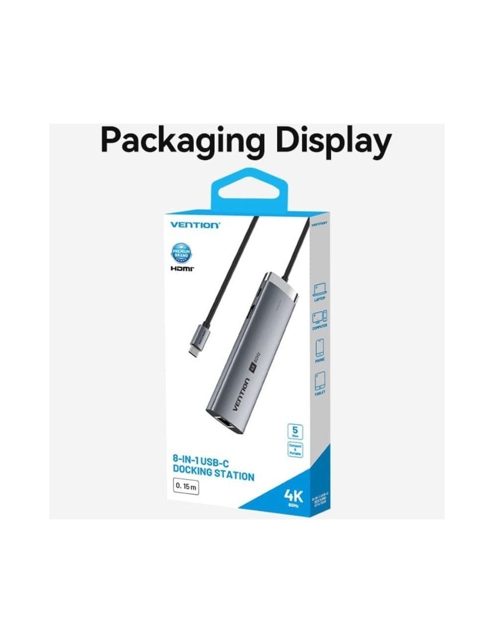 Docking USB Tipo-C Vention TGUHB/ RJ45/ 2xUSB/ 1xUSB Tipo-C/ 1xHDMI/ 1xUSB Tipo-C PD/ 1xLector de Tarjetas/ Gris