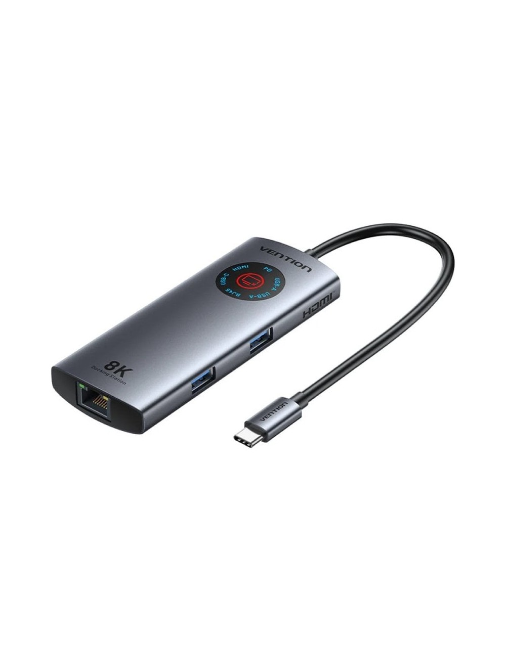 Docking USB Tipo-C Vention TQZHB/ RJ45/ 2xUSB/ 1xUSB Tipo-C/ 1xHDMI/ 1xUSB Tipo-C PD/ Gris
