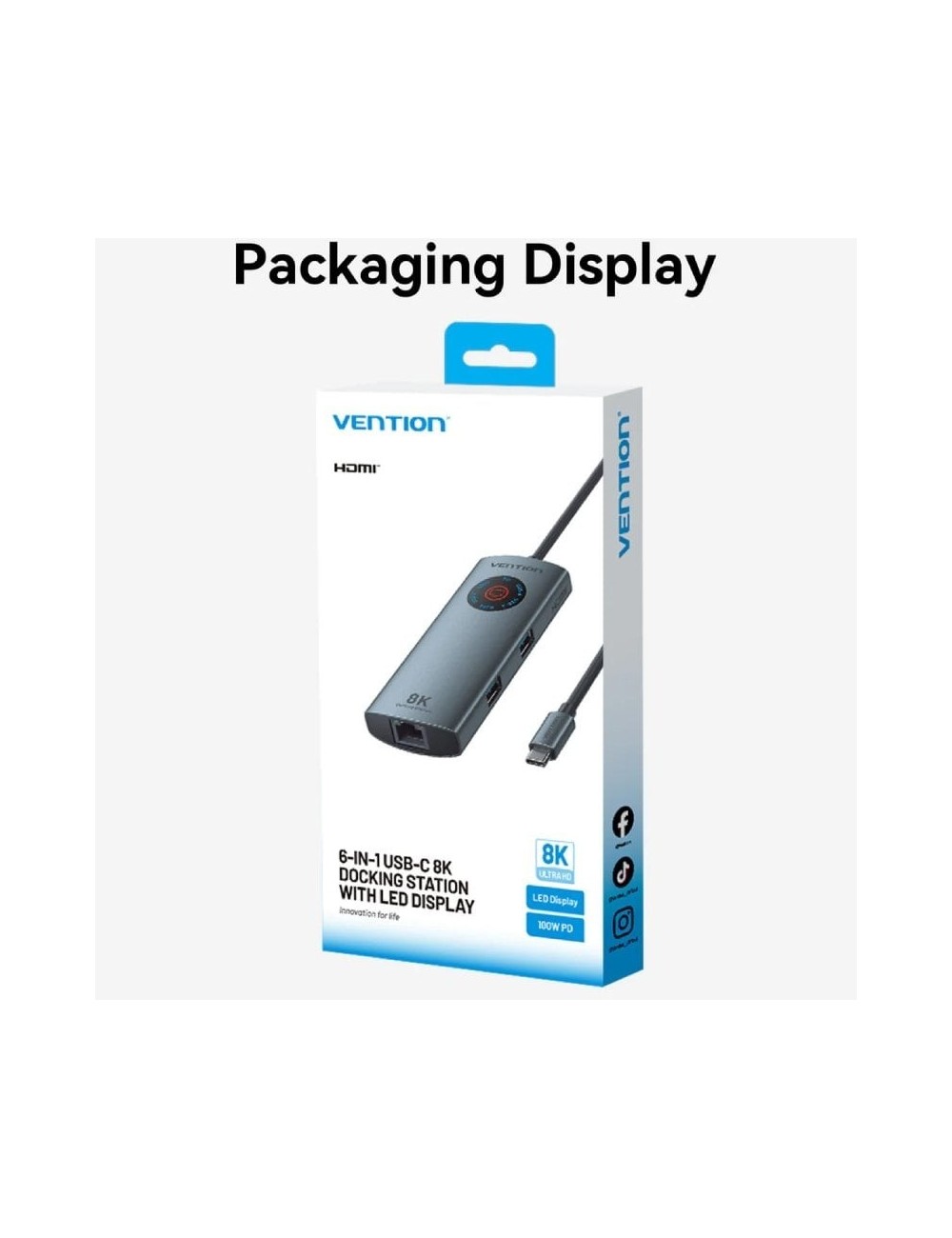 Docking USB Tipo-C Vention TQZHB/ RJ45/ 2xUSB/ 1xUSB Tipo-C/ 1xHDMI/ 1xUSB Tipo-C PD/ Gris