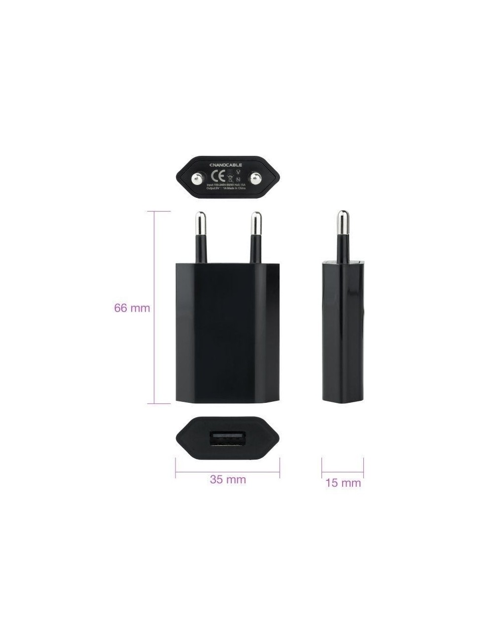 Cargador de Pared Nanocable 10.10.2002/ 1xUSB/ 5W