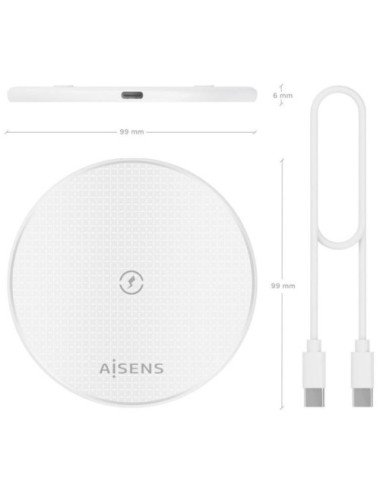 Base de carga Inalámbrica Aisens ASCH-15W1WC057-W/ 15W/ Blanco