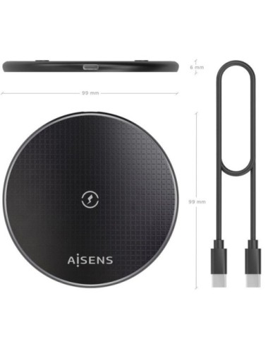 Base de carga Inalámbrica Aisens ASCH-15W1WC058-BK 15W/ Negro
