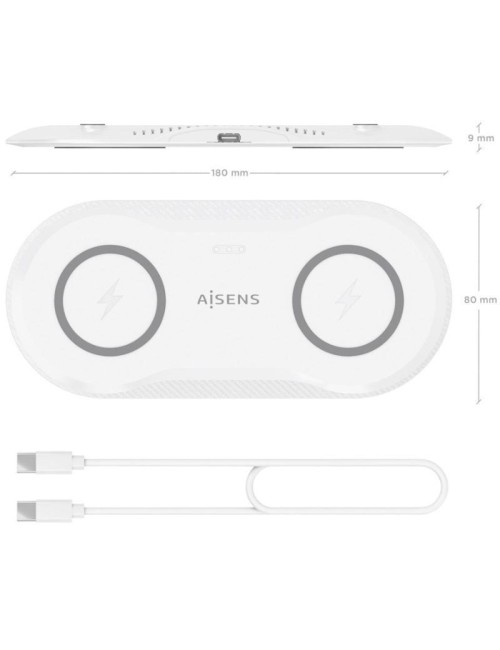 Base de carga Inalámbrica Aisens ASCH-15W2WC059-W/ 15W/ Blanco