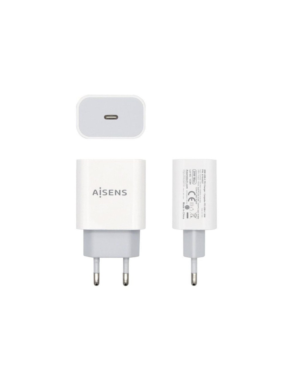 Cargador de Pared Aisens A110-0537/ 1xUSB Tipo-C/ 20W