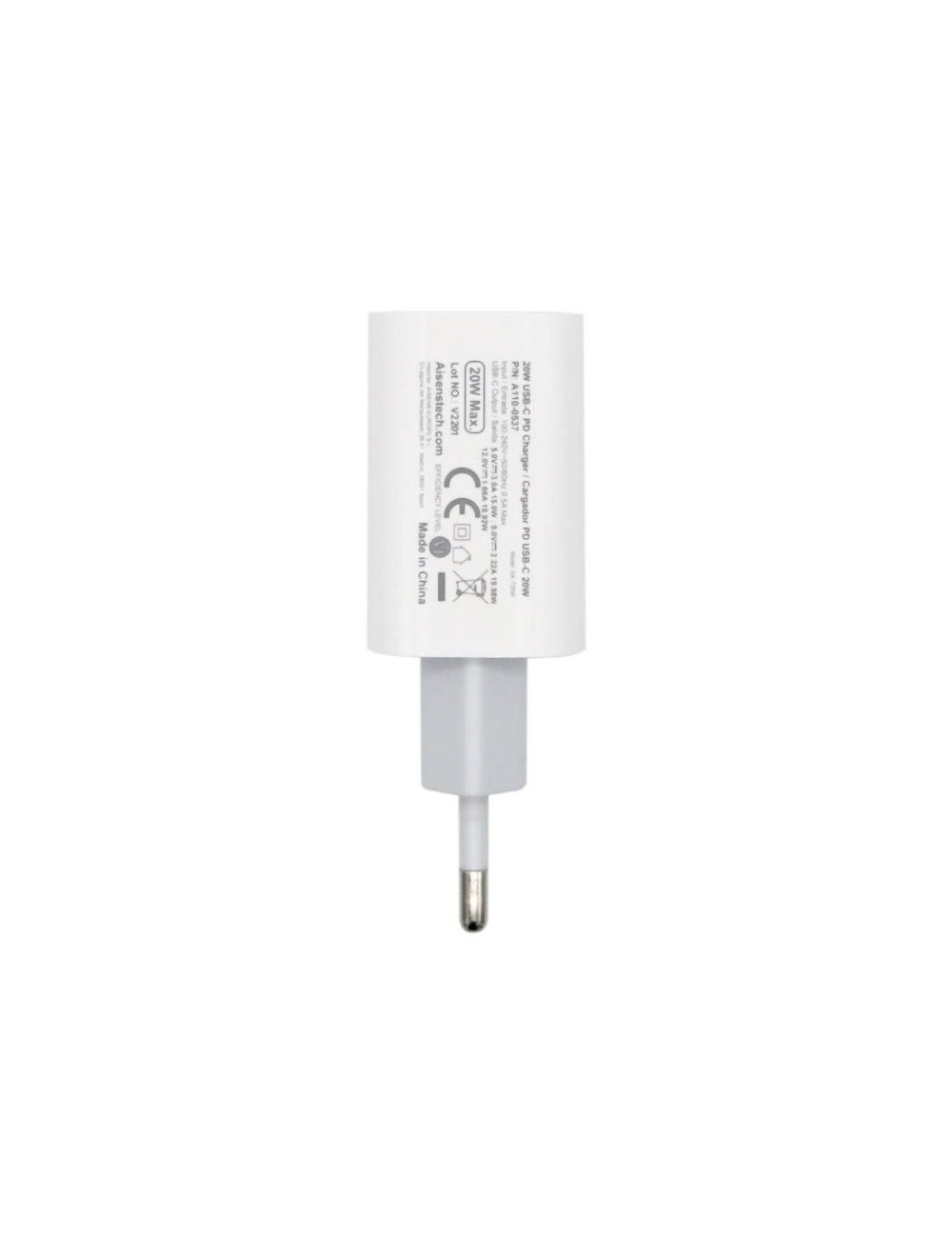 Cargador de Pared Aisens A110-0537/ 1xUSB Tipo-C/ 20W