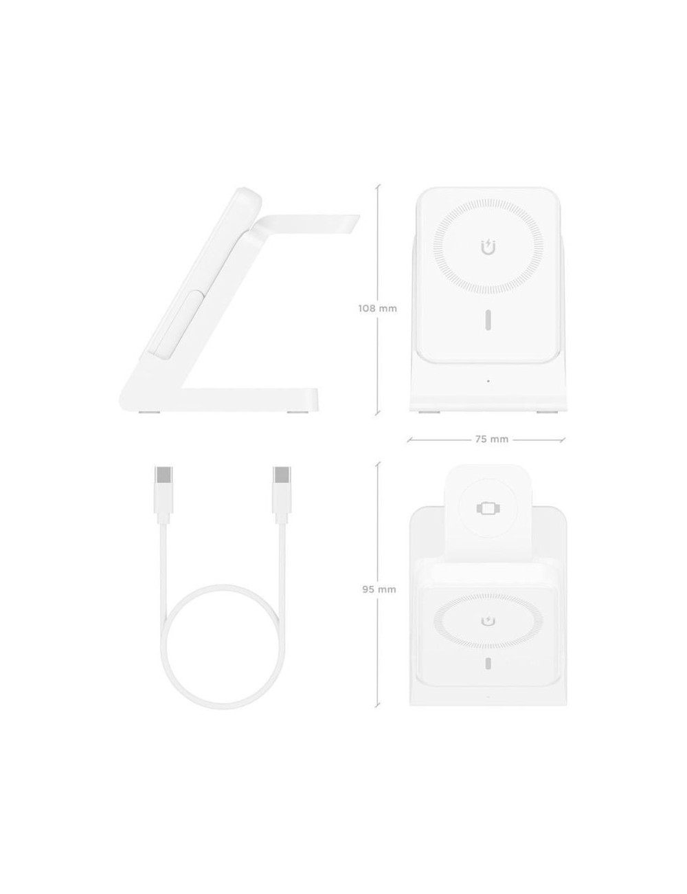 Base de carga Inalámbrica Aisens ASCH-15W4WC063-W/ 15W/ Blanco