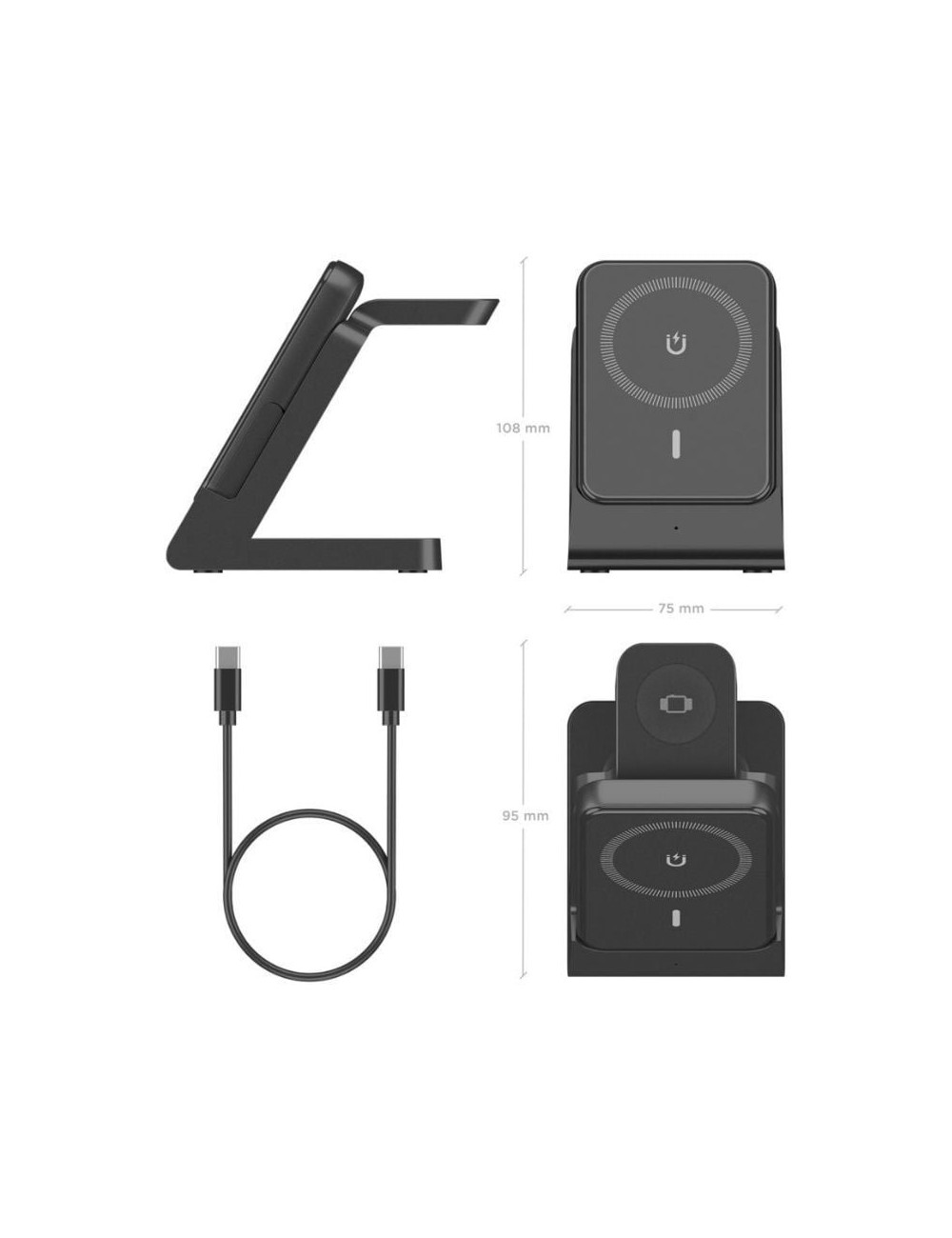 Base de carga Inalámbrica Aisens ASCH-15W4WC064-BK/ 15W/ Negro