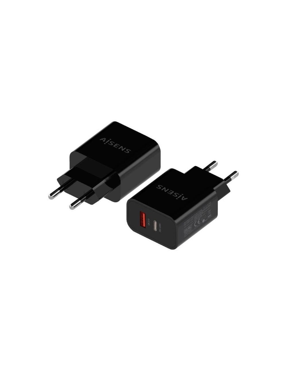 Cargador de Pared Aisens A110-0682/ 1xUSB Tipo-C/ 1x USB/ 20W
