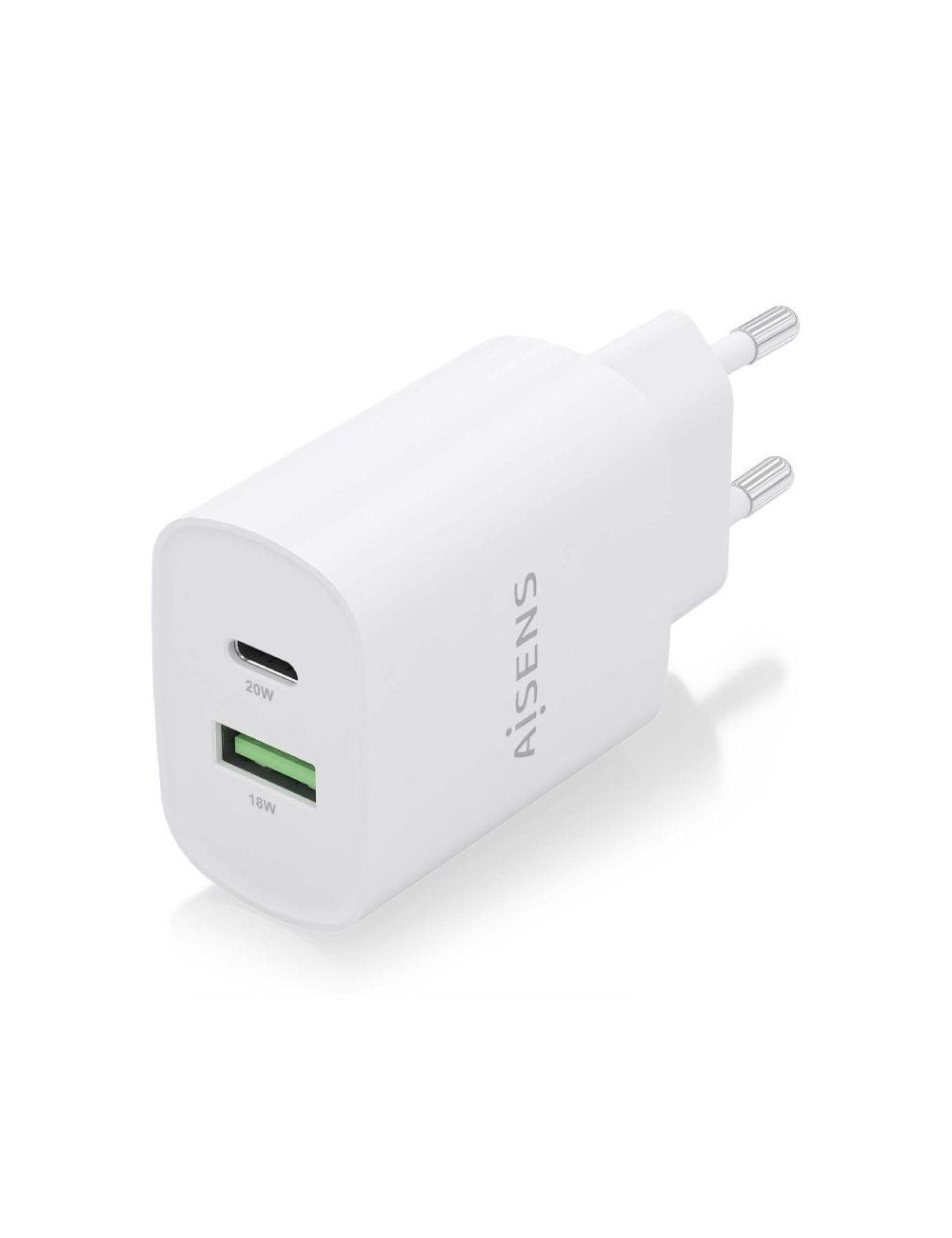 Cargador de Pared Aisens A110-0754/ 1xUSB Tipo-C/ 1xUSB/ 20W