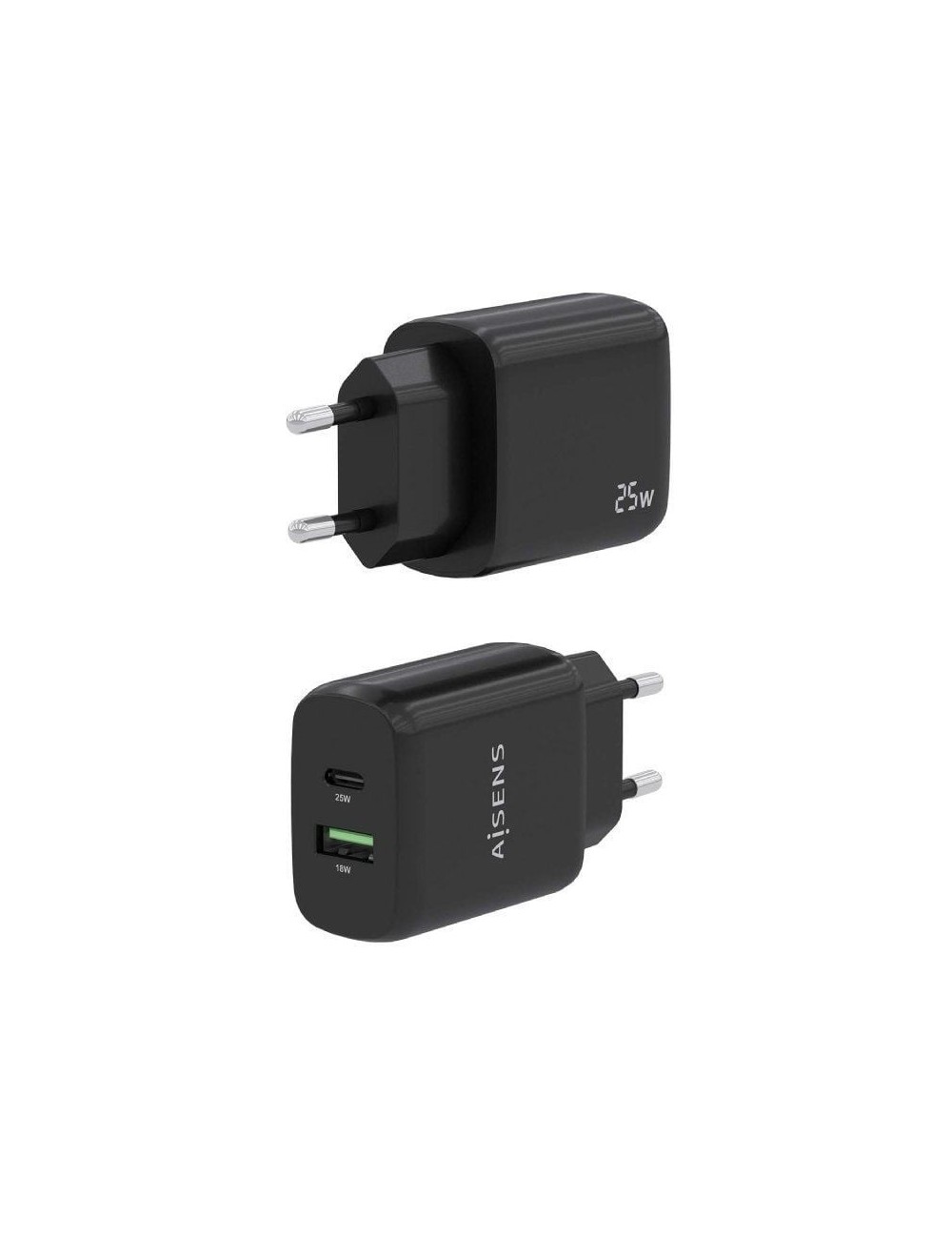 Cargador de Pared Aisens A110-0759/ 1xUSB Tipo-C/ 1xUSB/ 25W