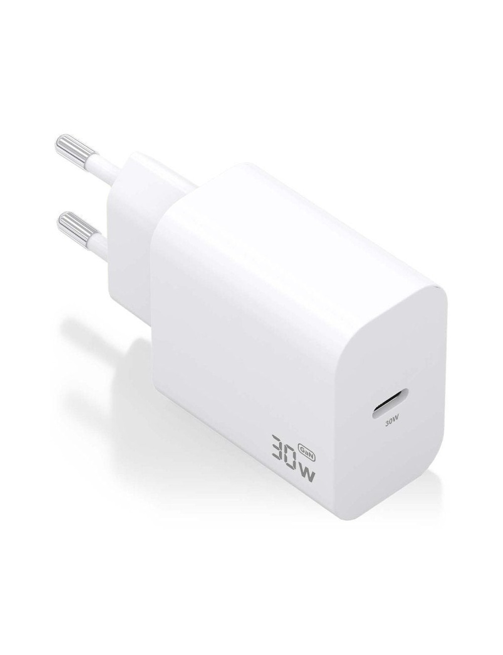 Cargador de Pared GaN Aisens A110-0940/ 1xUSB Tipo-C/ 30W/ Blanco