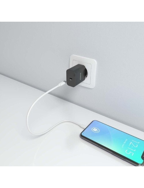 Cargador de Pared GaN Aisens A110-0941/ 1xUSB Tipo-C/ 30W/ Negro