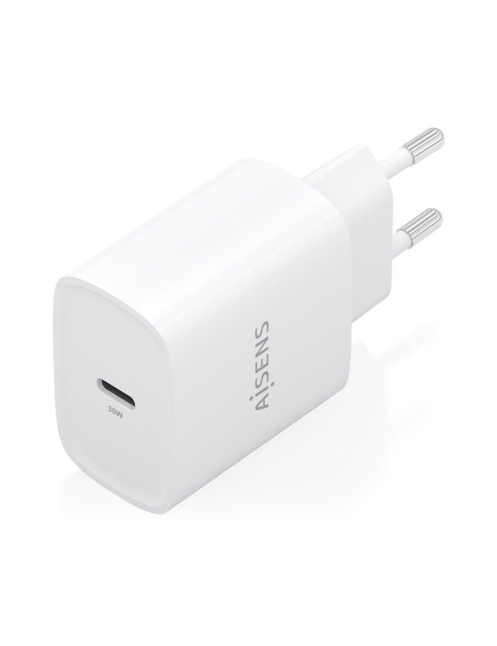 Cargador de Pared GaN Aisens A110-0950/ 1xUSB Tipo-C/ 30W/ Blanco