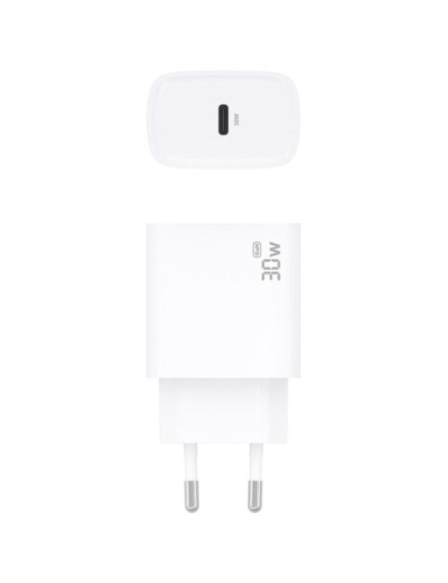 Cargador de Pared GaN Aisens A110-0950/ 1xUSB Tipo-C/ 30W/ Blanco