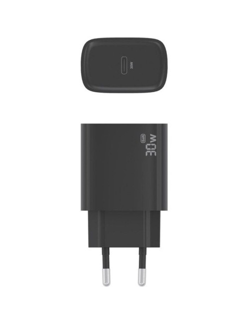 Cargador de Pared GaN Aisens A110-0951/ 1xUSB Tipo-C/ 30W/ Negro