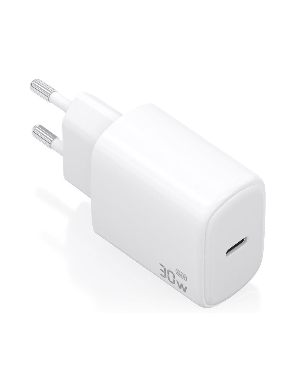 Cargador de Pared GaN Aisens A110-0975/ 1xUSB Tipo-C/ 30W/ Blanco