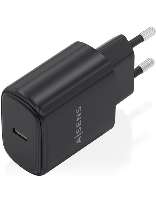 Cargador de Pared GaN Aisens A110-0976/ 1xUSB Tipo-C/ 30W/ Negro