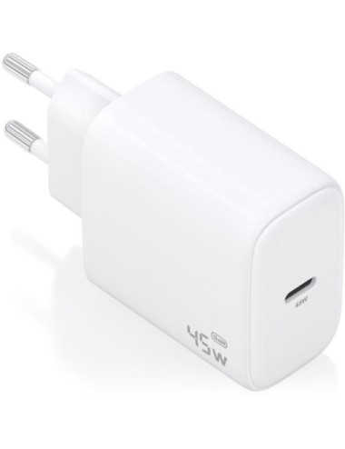 Cargador de Pared GaN Aisens A110-0969/ 1xUSB Tipo-C/ 45W/ Blanco