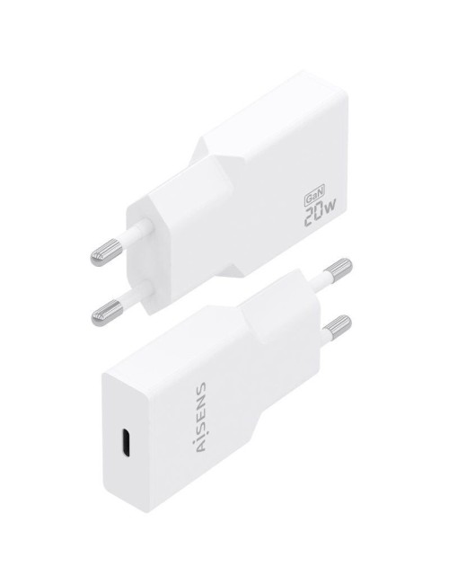 Cargador de Pared GaN Aisens A110-0997/ 1xUSB Tipo-C/ 20W/ Blanco