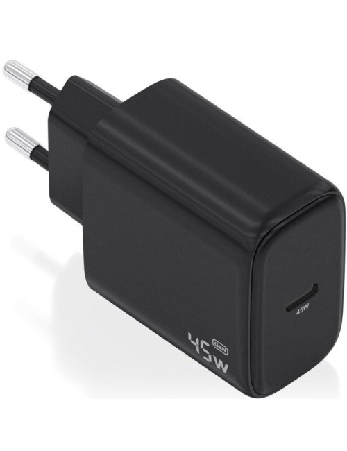 Cargador de Pared GaN Aisens A110-0970/ 1xUSB Tipo-C/ 45W/ Negro