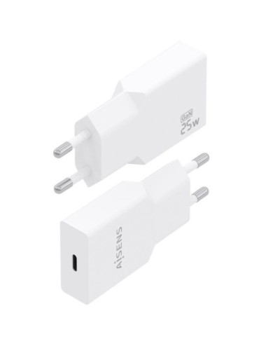 Cargador de Pared GaN Aisens A110-0999/ 1xUSB Tipo-C/ 25W/ Blanco
