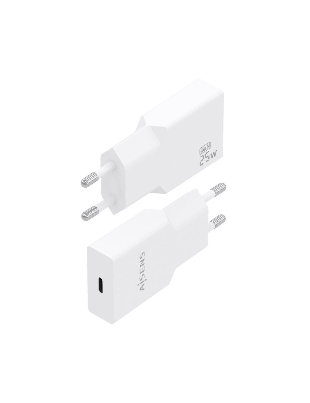 Cargador de Pared GaN Aisens A110-0999/ 1xUSB Tipo-C/ 25W/ Blanco