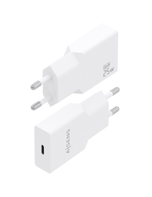 Cargador de Pared GaN Aisens A110-0999/ 1xUSB Tipo-C/ 25W/ Blanco