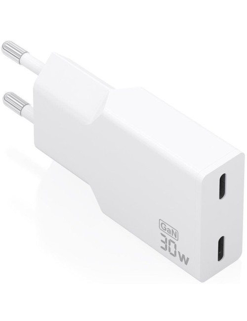 Cargador de Pared GaN Aisens A110-1003/ 2xUSB Tipo-C/ 30W/ Blanco